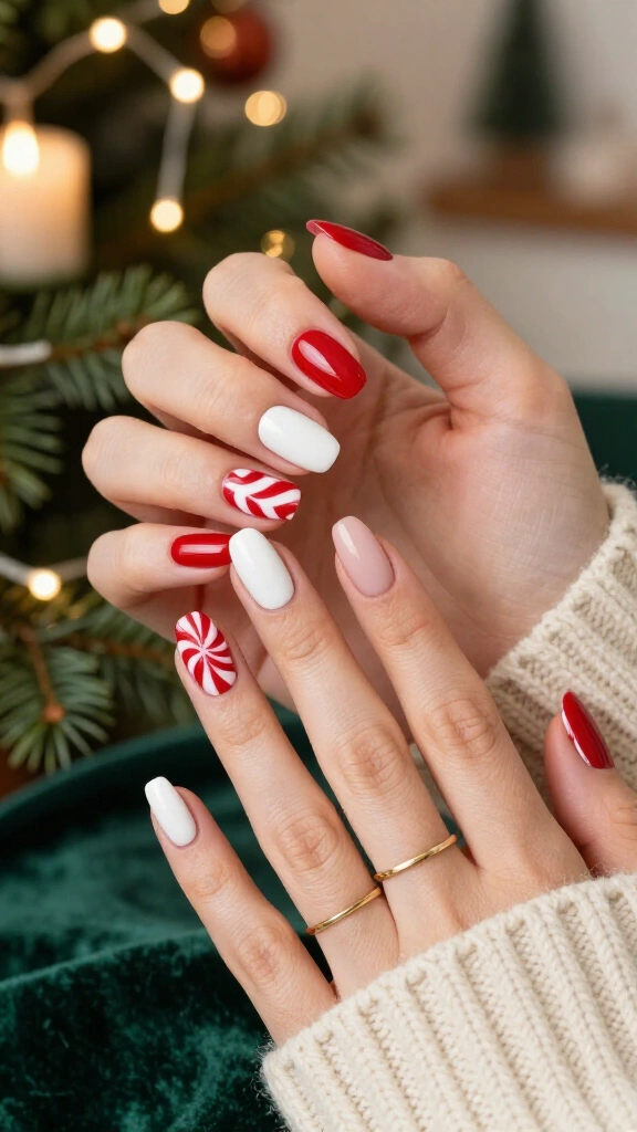 Candy Cane Ribbon Swirls with Festive Script