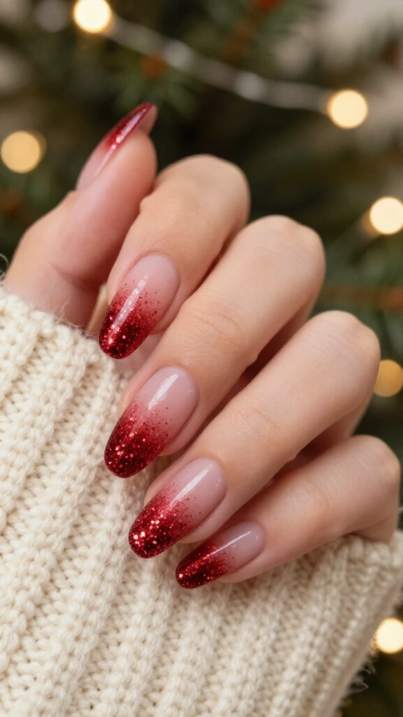 Ruby Red Micro-Glitter Noel Ombré