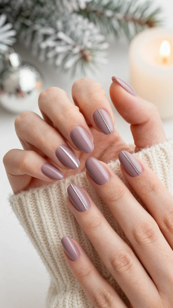Cashmere Mauve with Delicate Silver Pinstripes