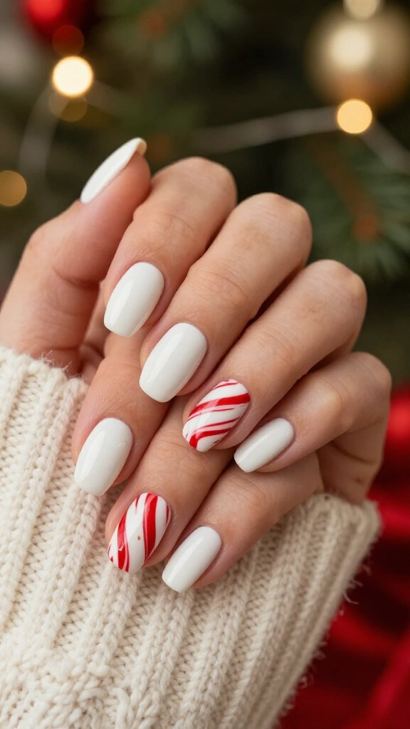 Classic candy cane stripe nails