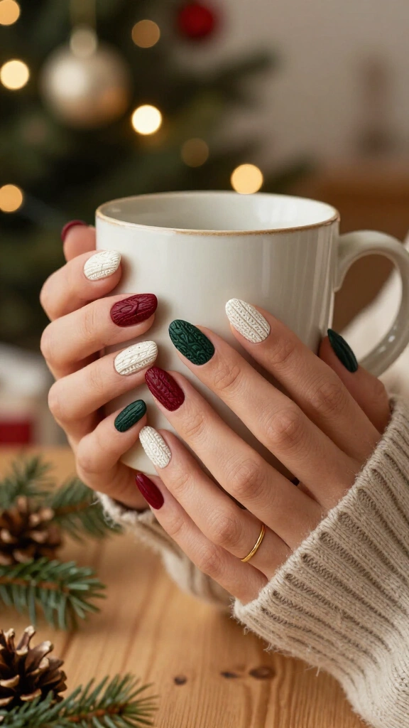 Cozy sweater texture nails