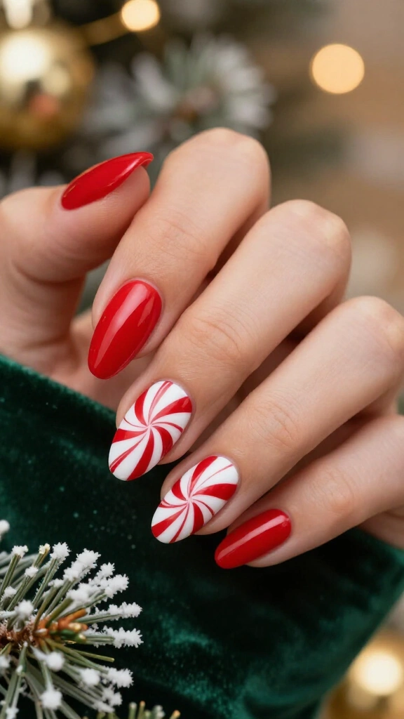 Festive candy cane swirl accents