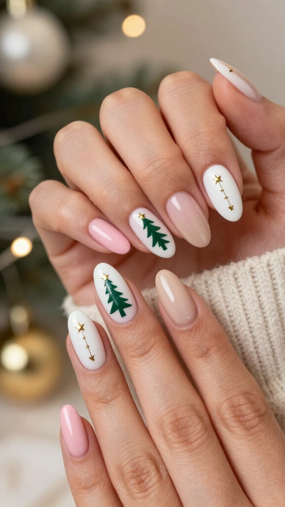 Christmas tree nail art