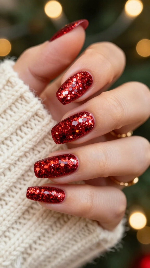 Full-throttle ruby red glitter bomb