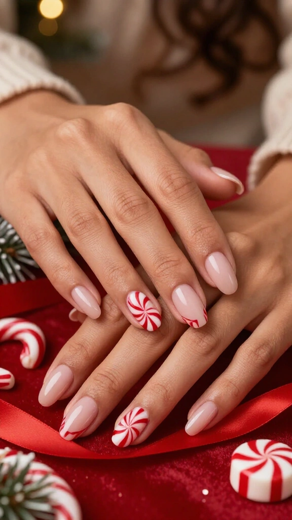 Peppermint swirl nails