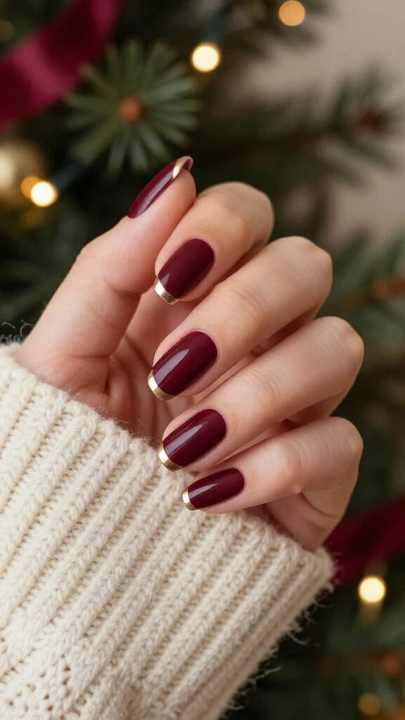 Matte Wine with Glossy French Smile Lines