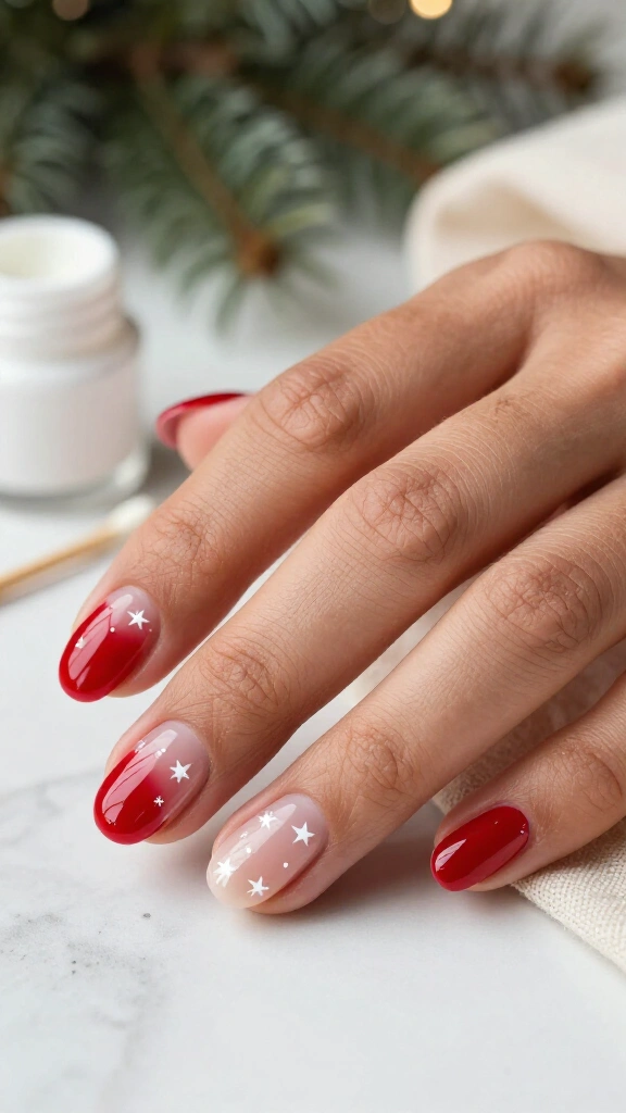 Sheer Cherry with White Micro Stars
