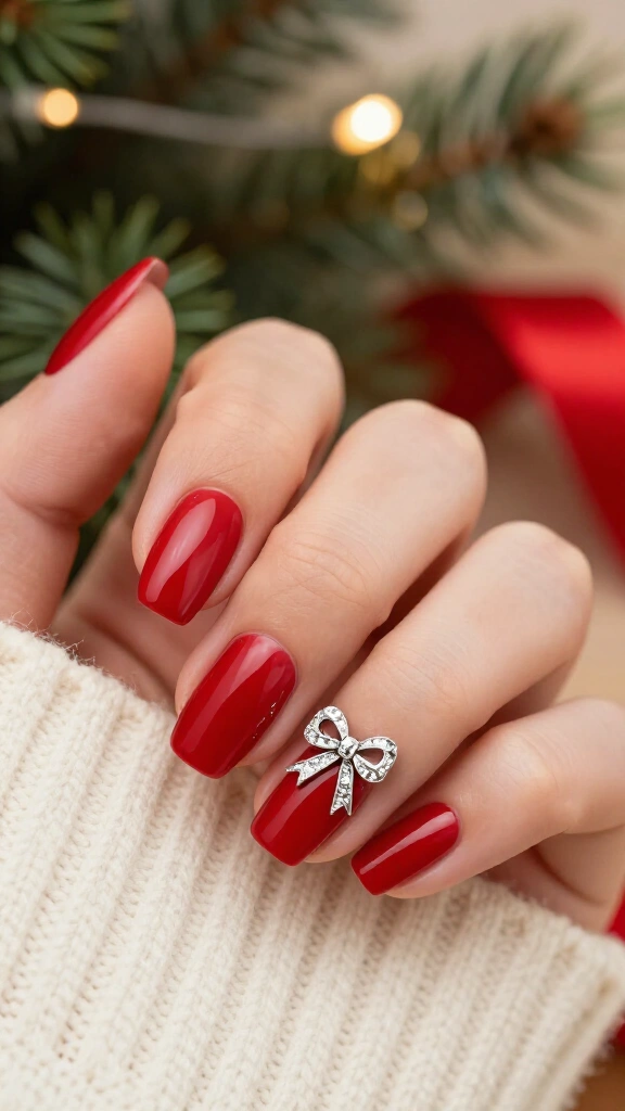 Classic Red with Crystal Ribbon Bows
