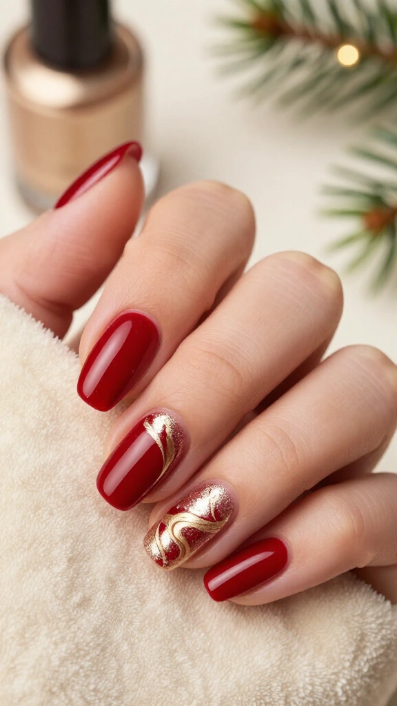 Champagne Shimmer Swirl on Crimson