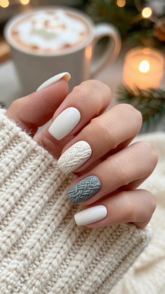 Textured Knit Sweater Nails