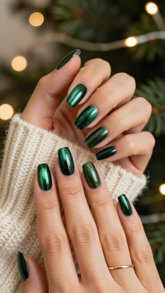 Velvet Forest Green Nails