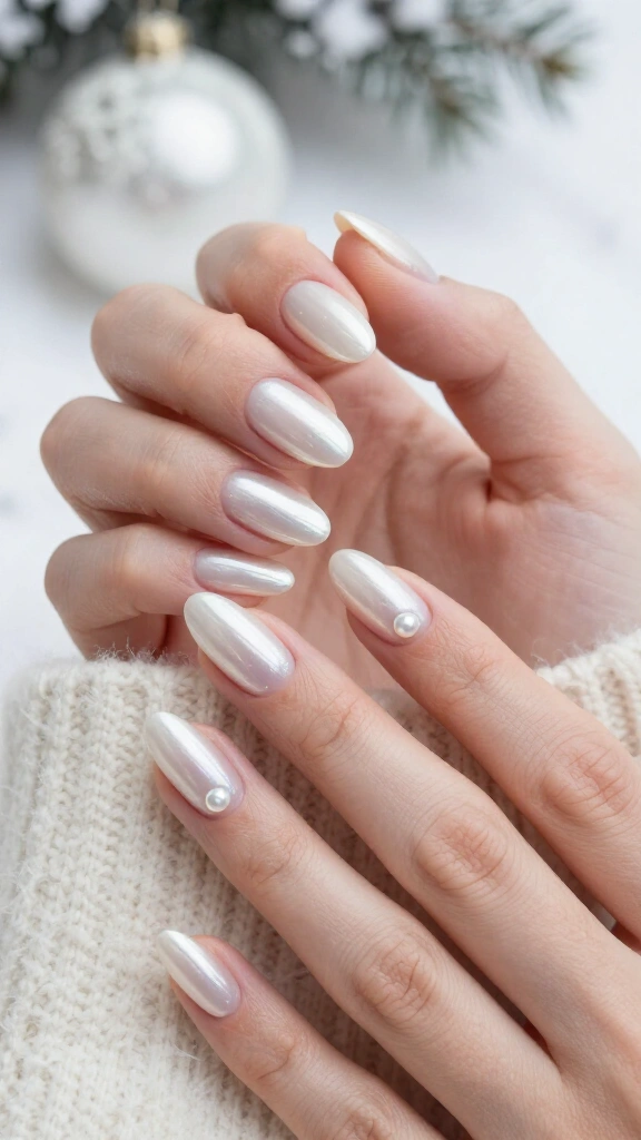 Soft Almond Pearl with Single Pearl Cuticle Studs