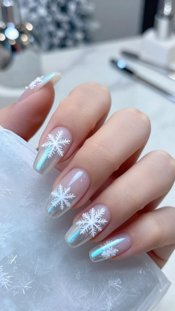 Frosted Chrome Snowflakes