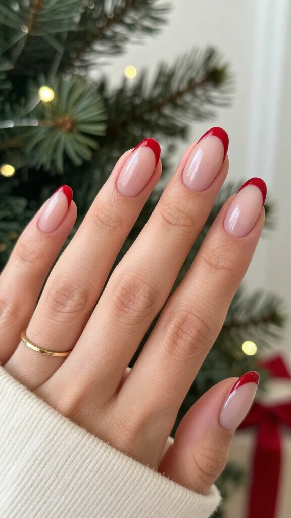 Classic glossy red French tips