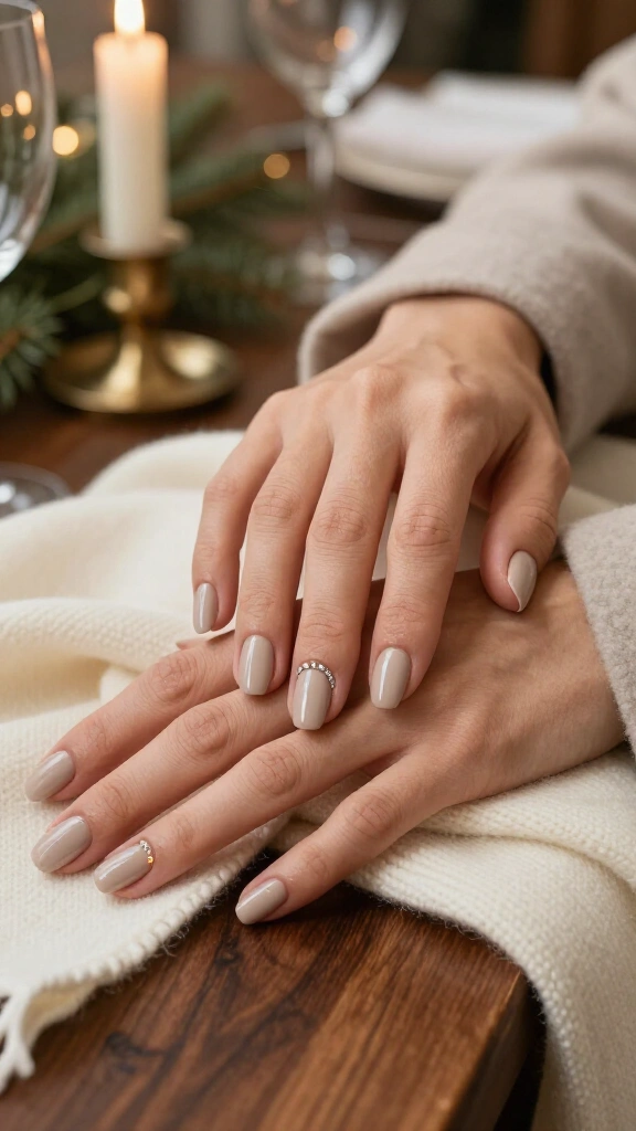 Soft Cashmere Taupe with Crystal Cuticle Cuffs
