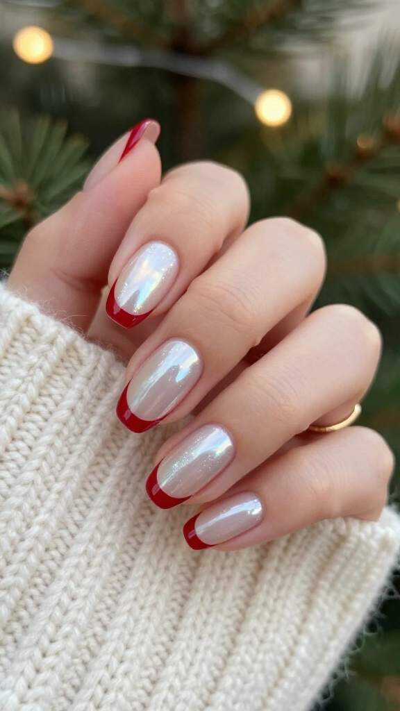 Red tips with pearl chrome