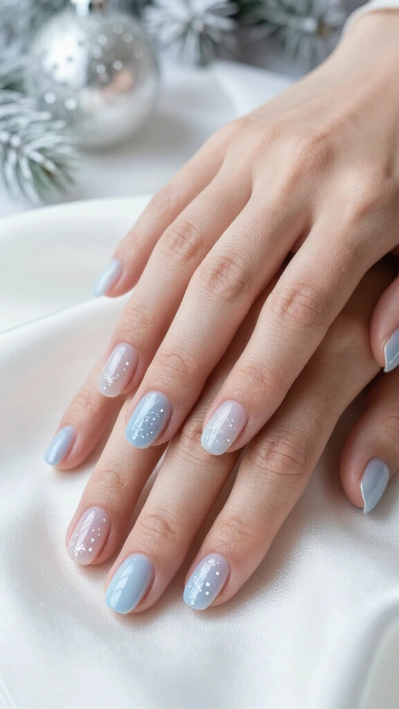 Sheer Ice Blue Wash with White Dot Constellations