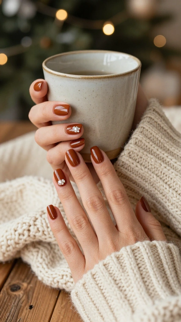 Rich Gingerbread Brown with Pearl Drops