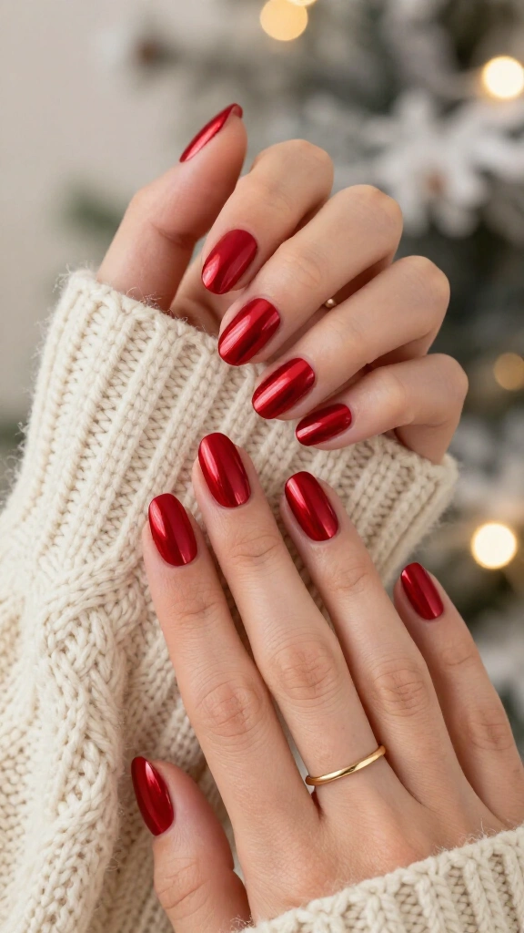 Ruby Red Chrome Squoval