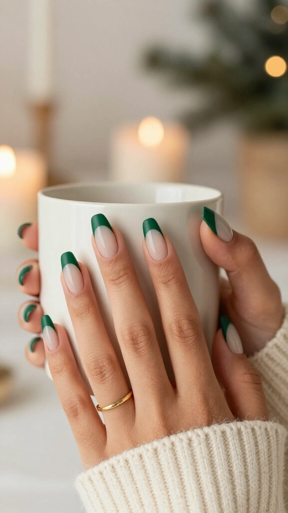 Matte Pine Needle French Tips