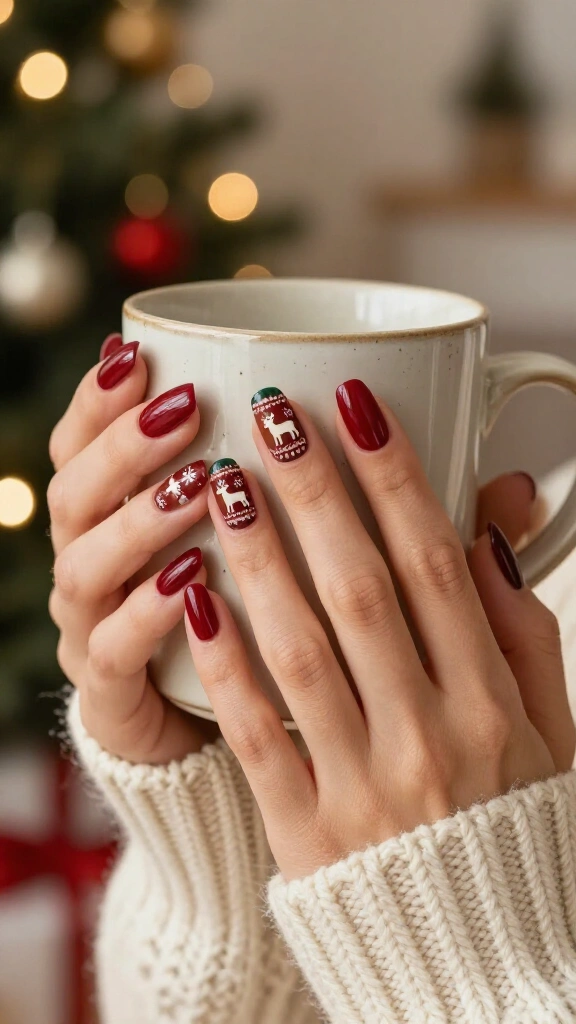Retro Reindeer Sweater Nails