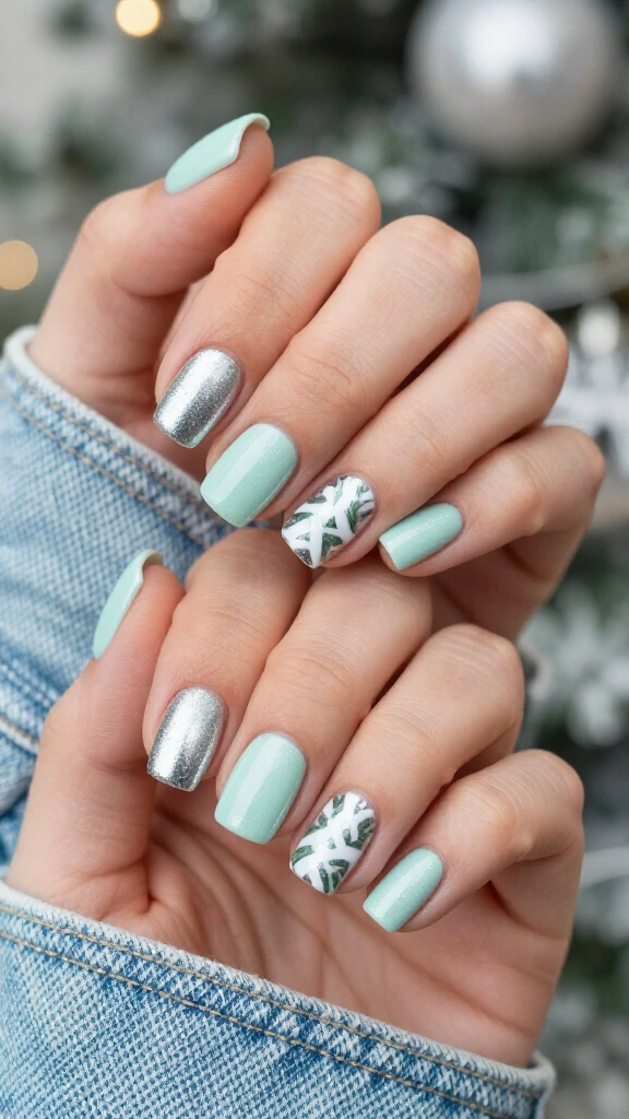 Shimmering Mint & Chrome Candy Canes