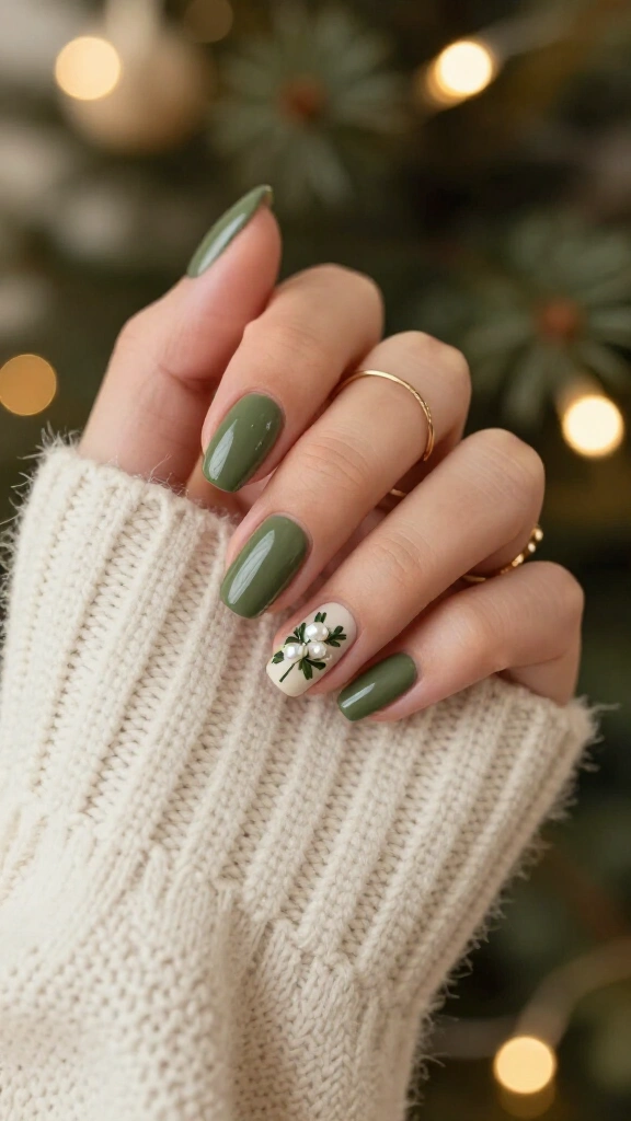 Mistletoe Accent on Olive Green Base