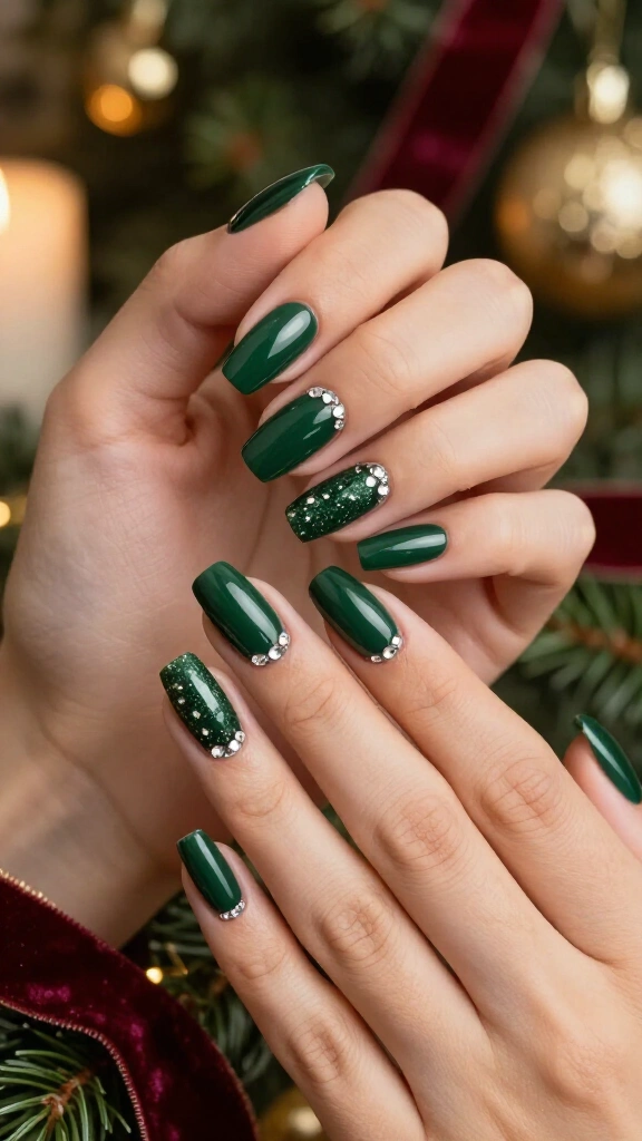 Dark Hunter Green with Crystal Ornaments