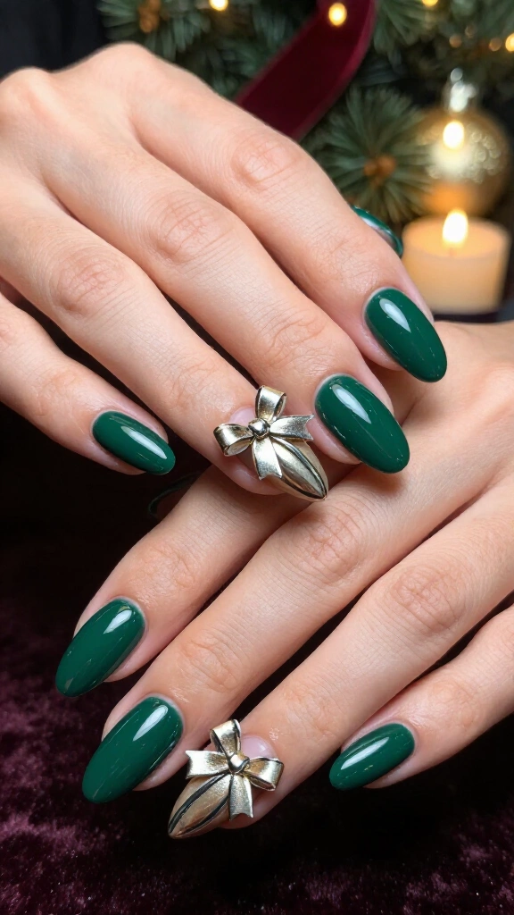 Glossy Bottle Green with 3D Ribbons