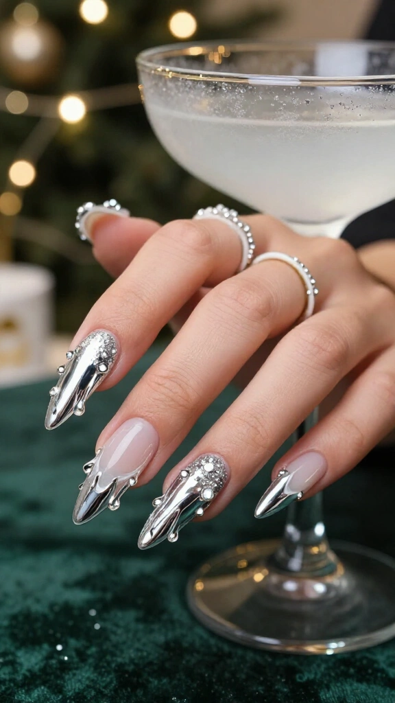 Metallic icicle dripping chrome flare
