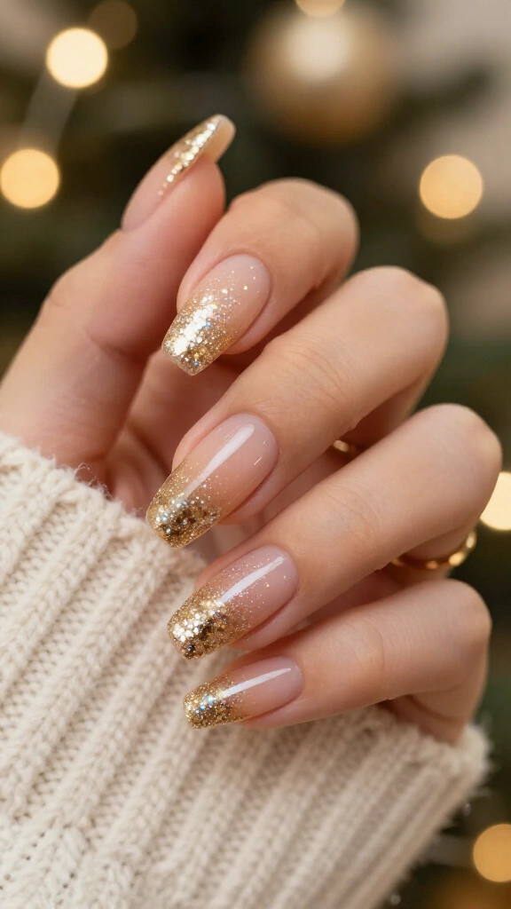 Glitzy champagne shimmer flare
