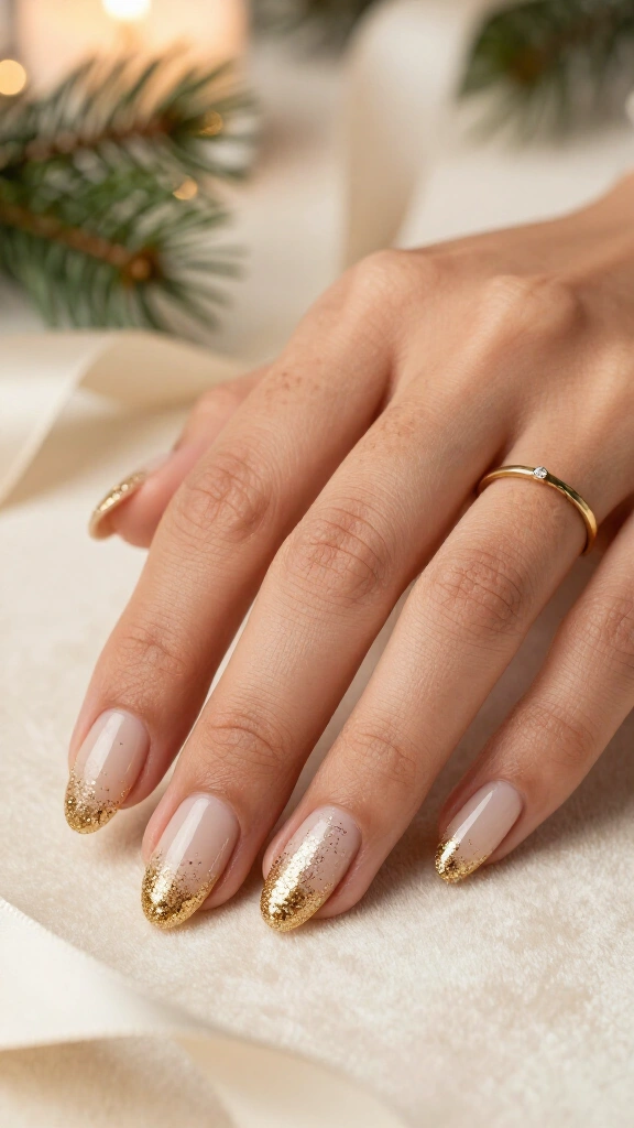 Gold glitter ombré nails