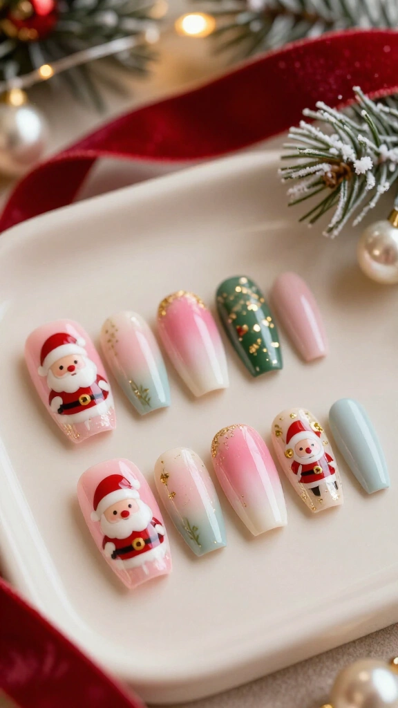 Vintage Santa and Mrs. Claus airbrushed tips