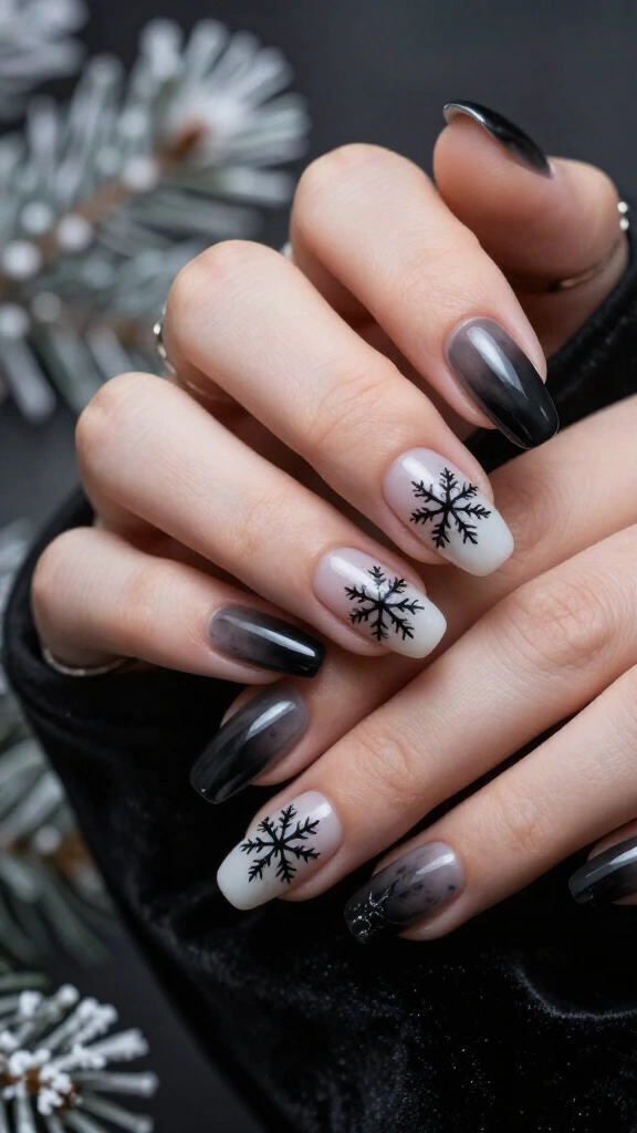 Ghostly Sheer Tights with Black Snowflakes