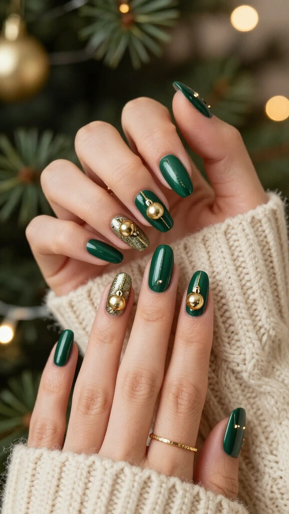 Gold ornament nail art