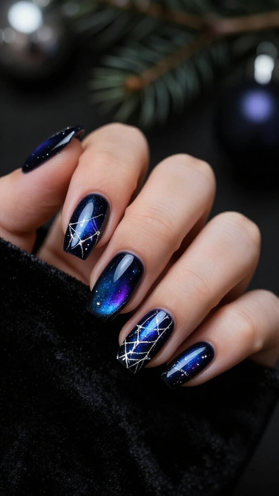 Midnight Velvet Cat-Eye with Silver Webbing