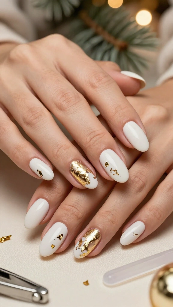 Gold Foil Flakes on Frosted White