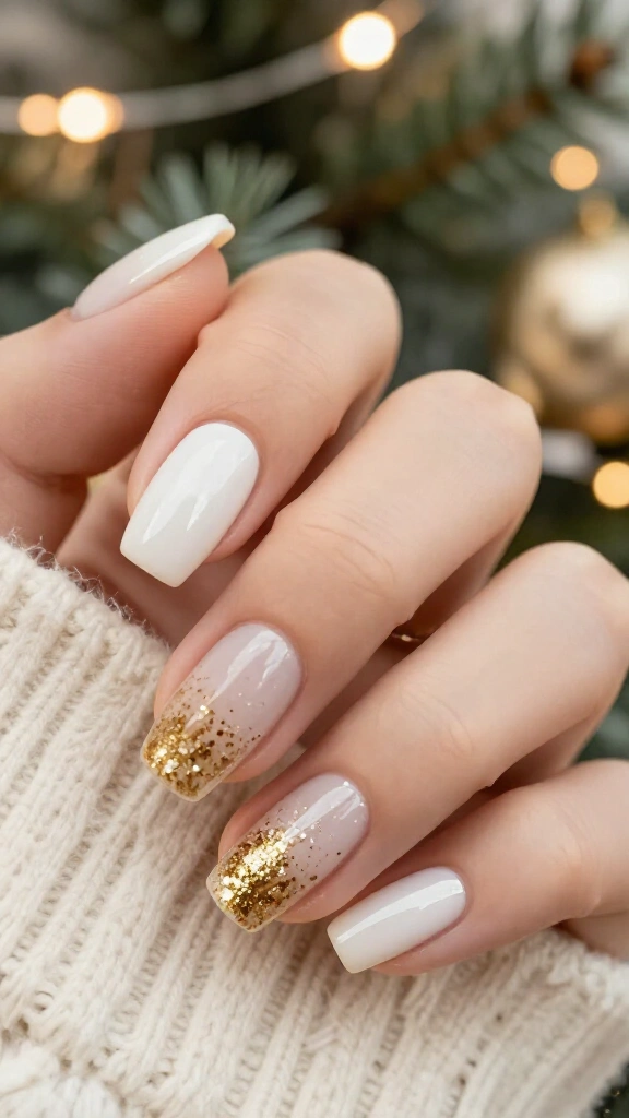 Fine Gold Glitter Ombré on Coconut White