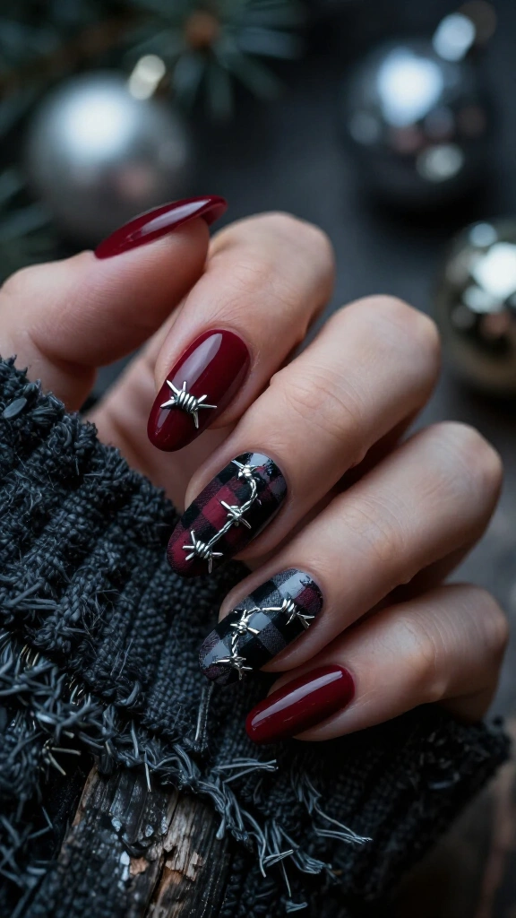 Barbed Wire and Grunge Buffalo Plaid