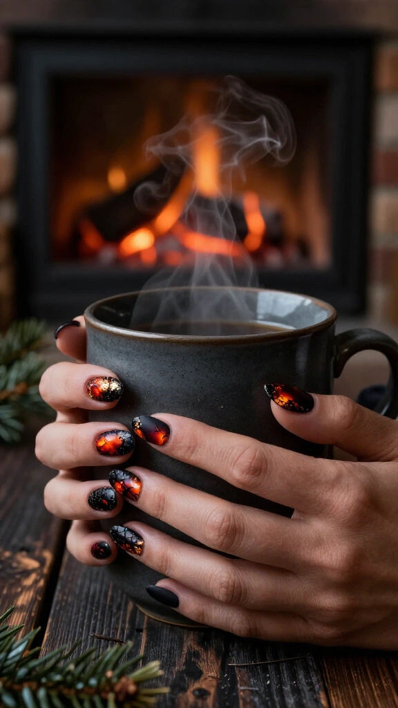 Smoldering Yule Ash and Burning Embers