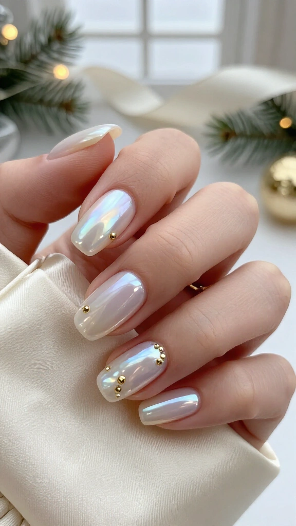Pearlescent Glazed Donut with Gold Gems