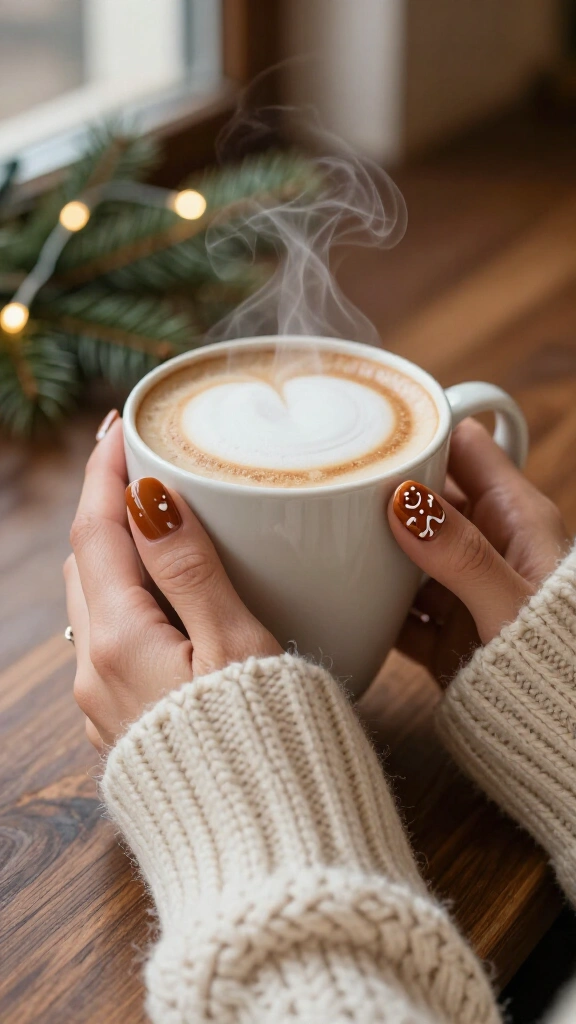 Gingerbread cookie nails