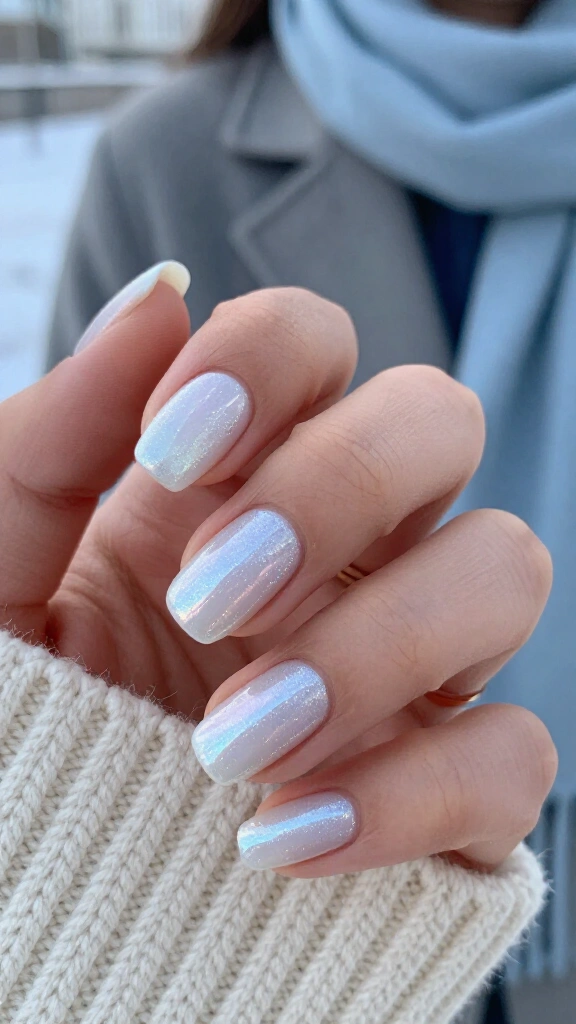 Snowy White Iridescent Glitz