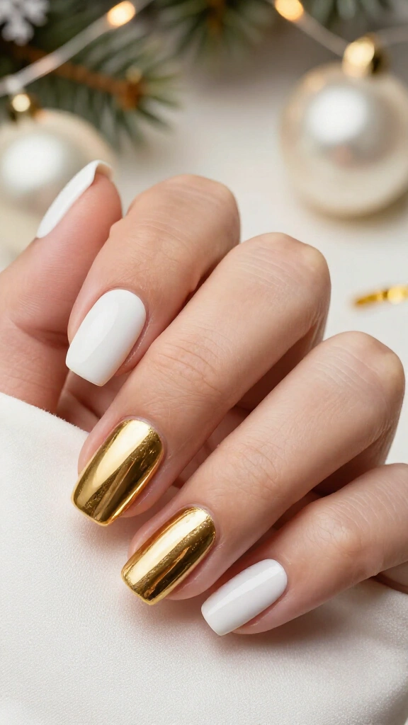 Diagonal Split White and Gold Mirror Foil