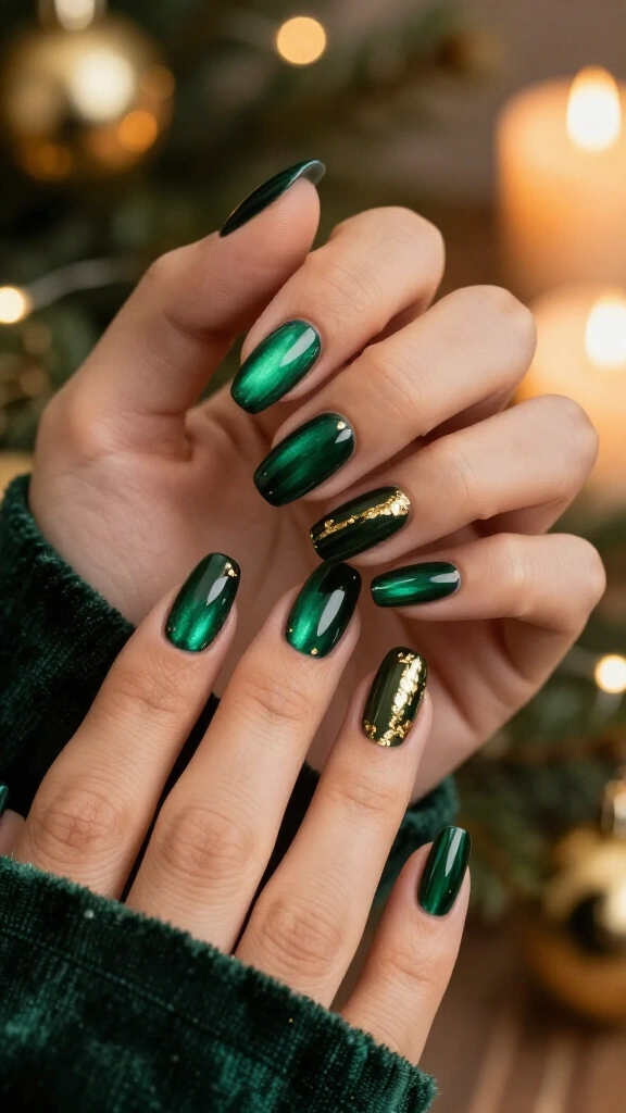 Rich velvet emerald with gold foil
