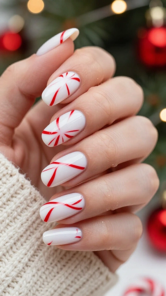 Peppermint swirl nails