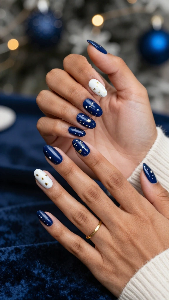 Midnight blue with micro-constellations