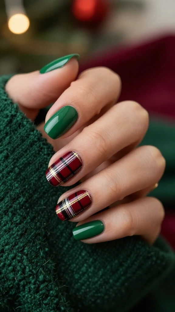 Tartan plaid feature nails