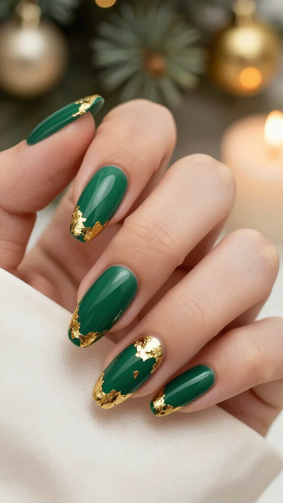 Deep Emerald Green with Gold Foil Flakes