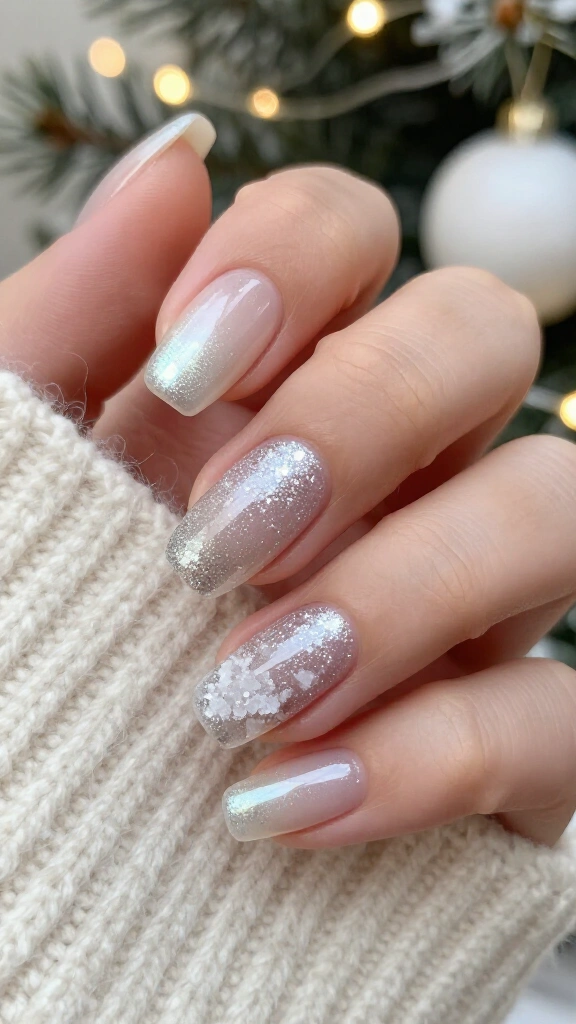 Sugar-spun silver glitter gradient